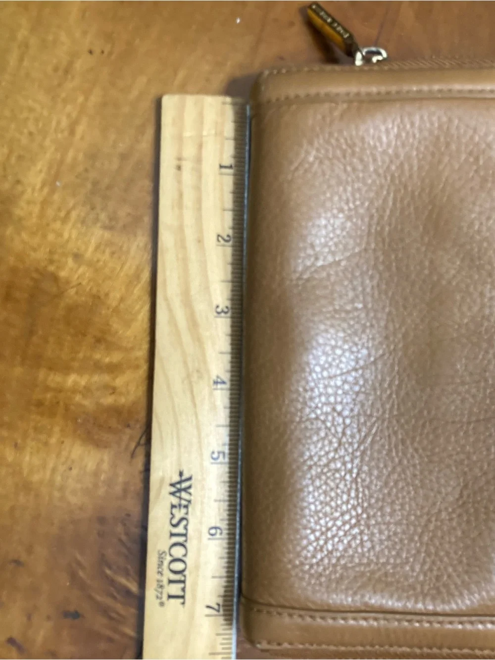 Tory Burch Pebbled Leather Zip Wallet in Cognac